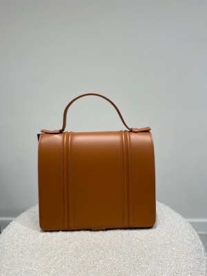 mini briefcase double cognac cognac