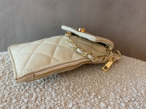 lederen gsm tasje beige 