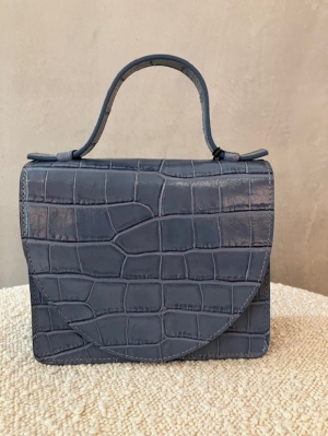 micro briefcase petrol croco blauw