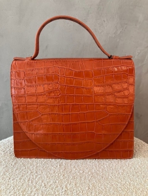 midi briefcase roest croco oranje