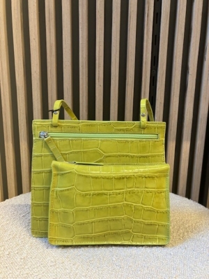 double pouch pure lime croco lime