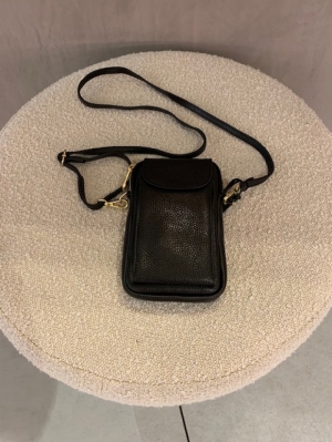 lederen telefoontasje zwart