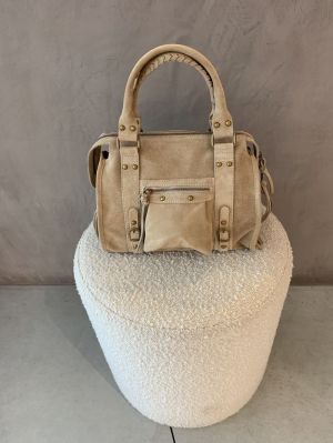 lederen tas taupe taupe
