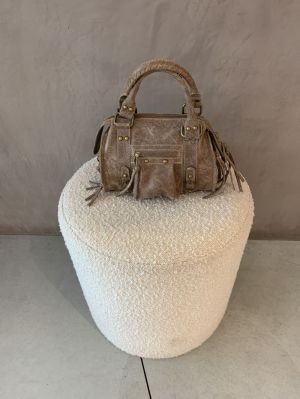 lederen tas taupe taupe