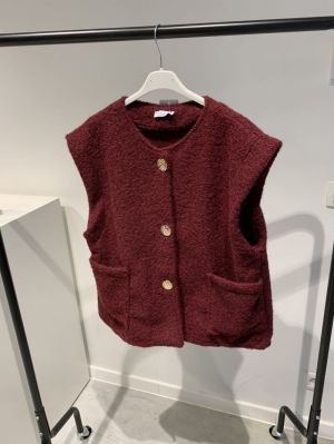 debardeur gouden knopen bordeaux