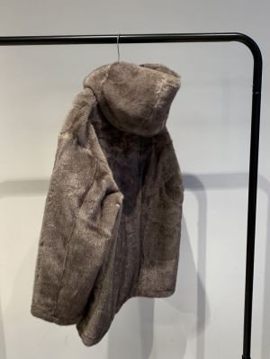 mantel bont lange mouw taupe