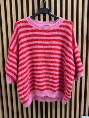 trui streep rood roze roze
